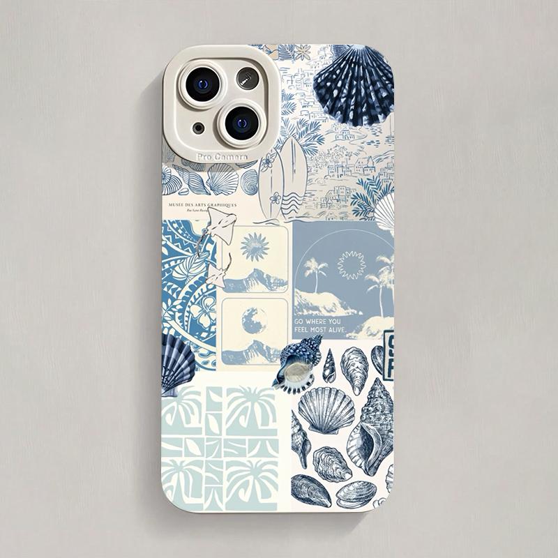 Phone Case For IPhone 17 Pro Max 17E 16 15 14 13 12 11 Plus 16e Ocean Creative Blue Ins Seashell Seaweed Cover Protective Funda