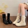 Simple soft leather low tube new soft surface flat bottom fashion women's fashion boots European and American style versatile spring and autumn boots