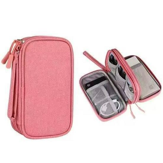 Portable Travel Organizer for Power Banks, Cables, Chargers, and Earphones.