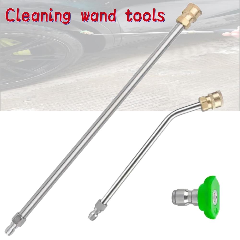 2-piece Set Pressure Washer Extension Wands (Straight + Curved) with 1/4" Quick Connect for Wall/Roof/Car Cleaning