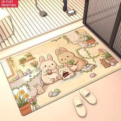 Cute Rabbit Easter Eggs Large Room Carpet Non Slip Cartoon Kids Bedroom Living Room Floor Mat Home Decor Children's Play Carpet