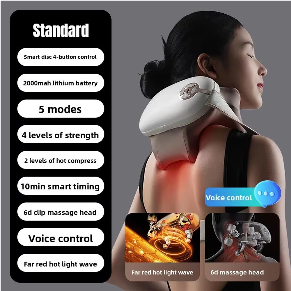 

Беспроводной массажер для шеи и плеч 6D с подогревом, разминающий массажный платок Шиацу, массажер для шейного отдела позвоночника и спины, электрический массажер для шеи и спины