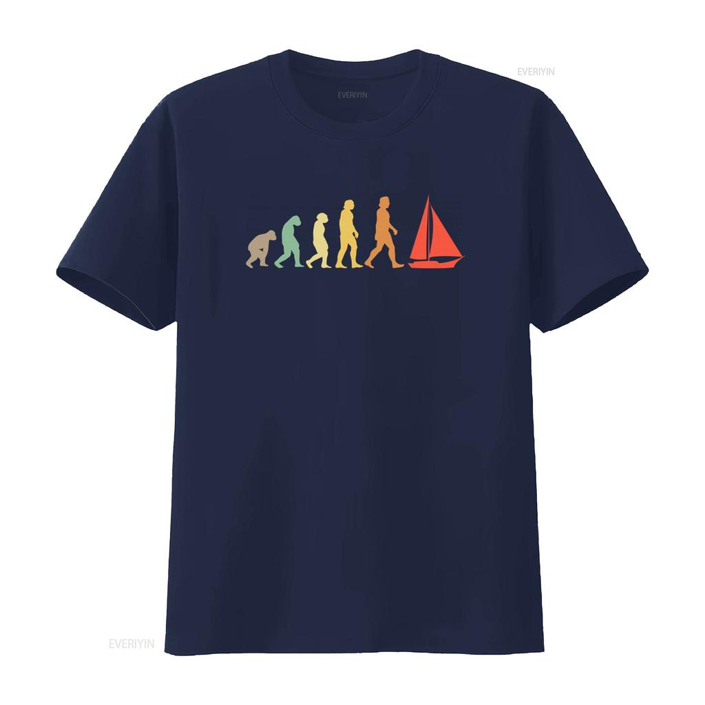 Sailing Evolution T Shirt for Men Funny Dad Lover Print Cool Design vintage Washed Versatile Casual Stretched homme Stylish
