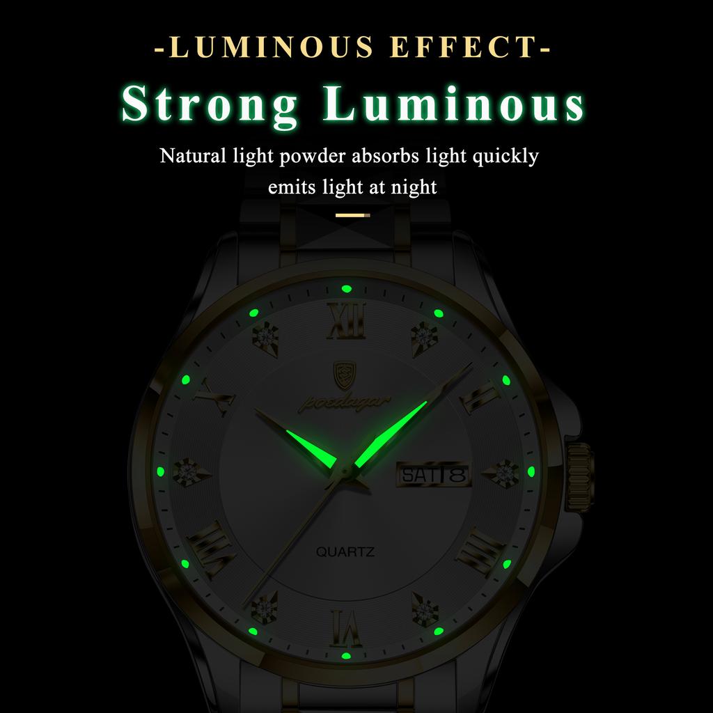 Casual Style Quartz Business Wrist Relojes 3ATM Water Resistant Stainless Steel Luminous Watch for Men
