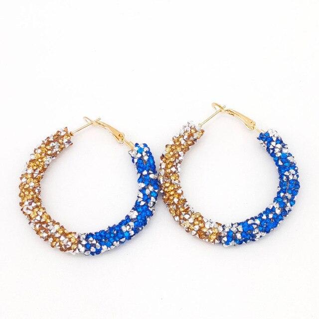 Модные Изящные Серьги-Кольца со Стразами Золотистого Тона Шарм Блестящий Круг Кристаллический Камень Жемчуг Преувеличенные Заявление Женские Большие Серьги-Кольца