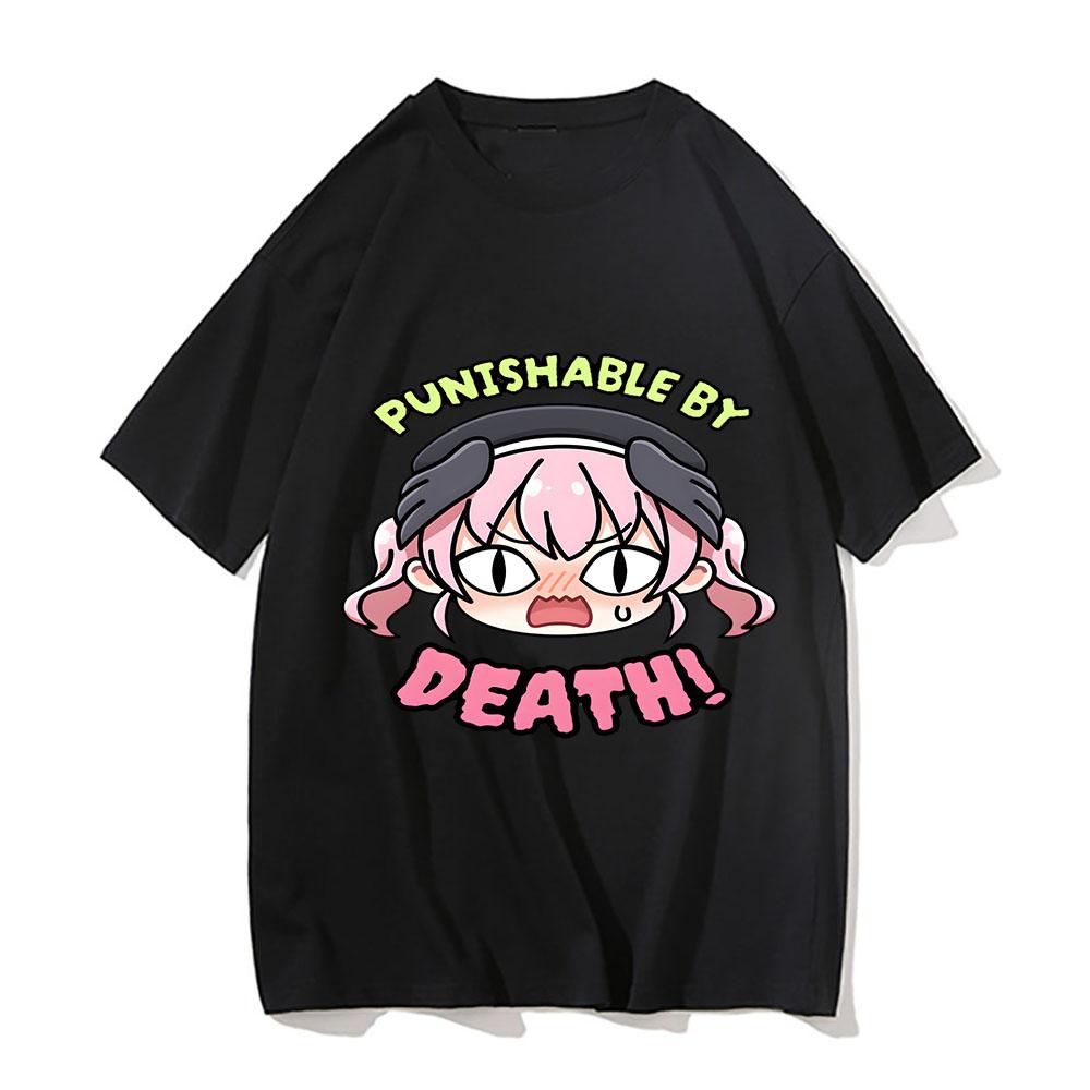 Blue Archive Punishable By Death Print T Shirt Rap Men's Women's Tshirt Cartoon Oversized Short Sleeve Casual Pure Cotton Tees