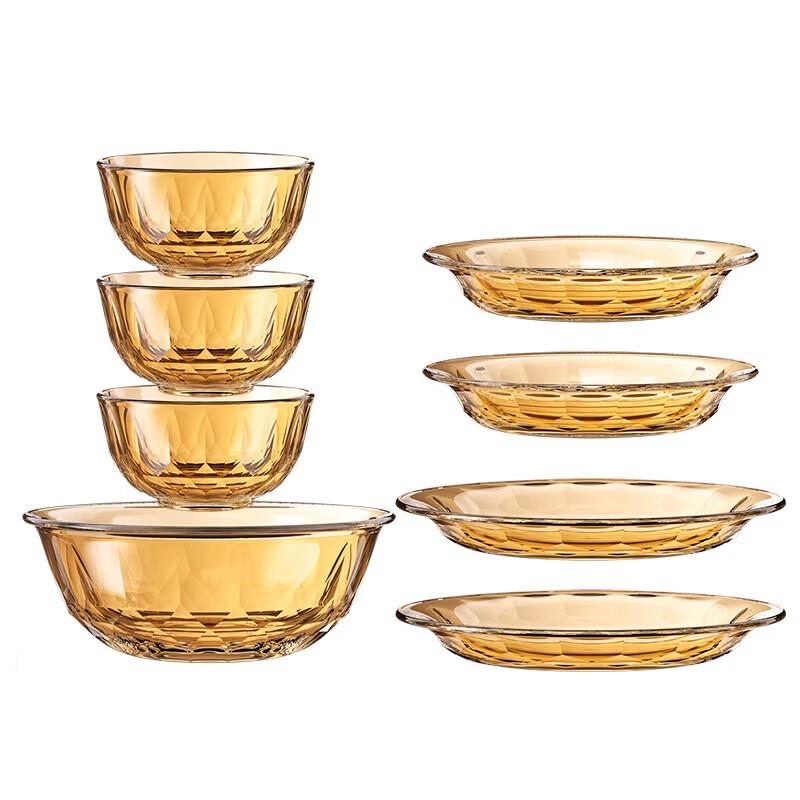 LOCK&LOCK Crystal Amber 8-Piece Glass Tableware Set