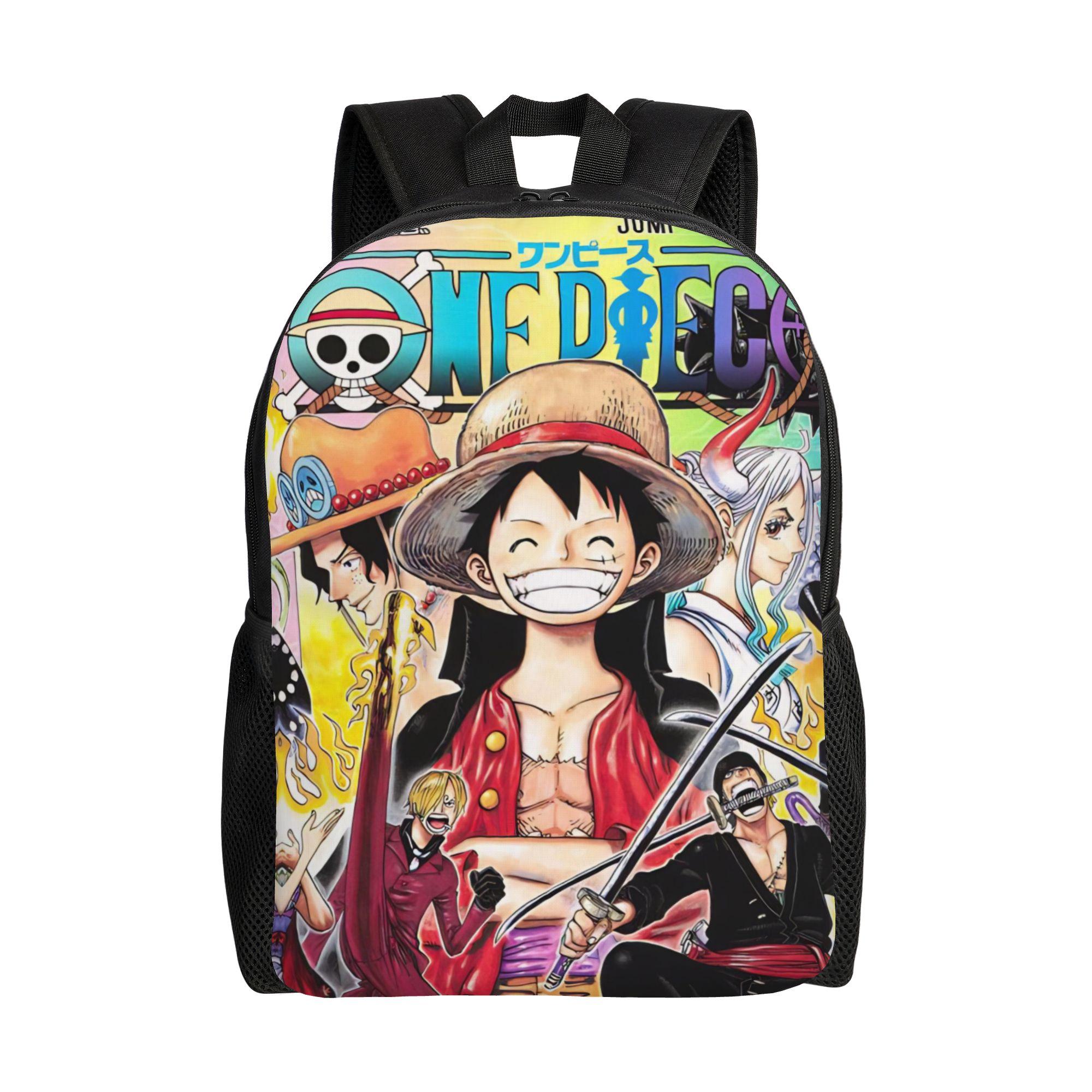 One Piece Rucksack für Männer Frauen Cool Student Wandern Reisen Tagesrucksack Luffy Zoro Sanji Laptop Computer Umhängetasche Langlebig One Size