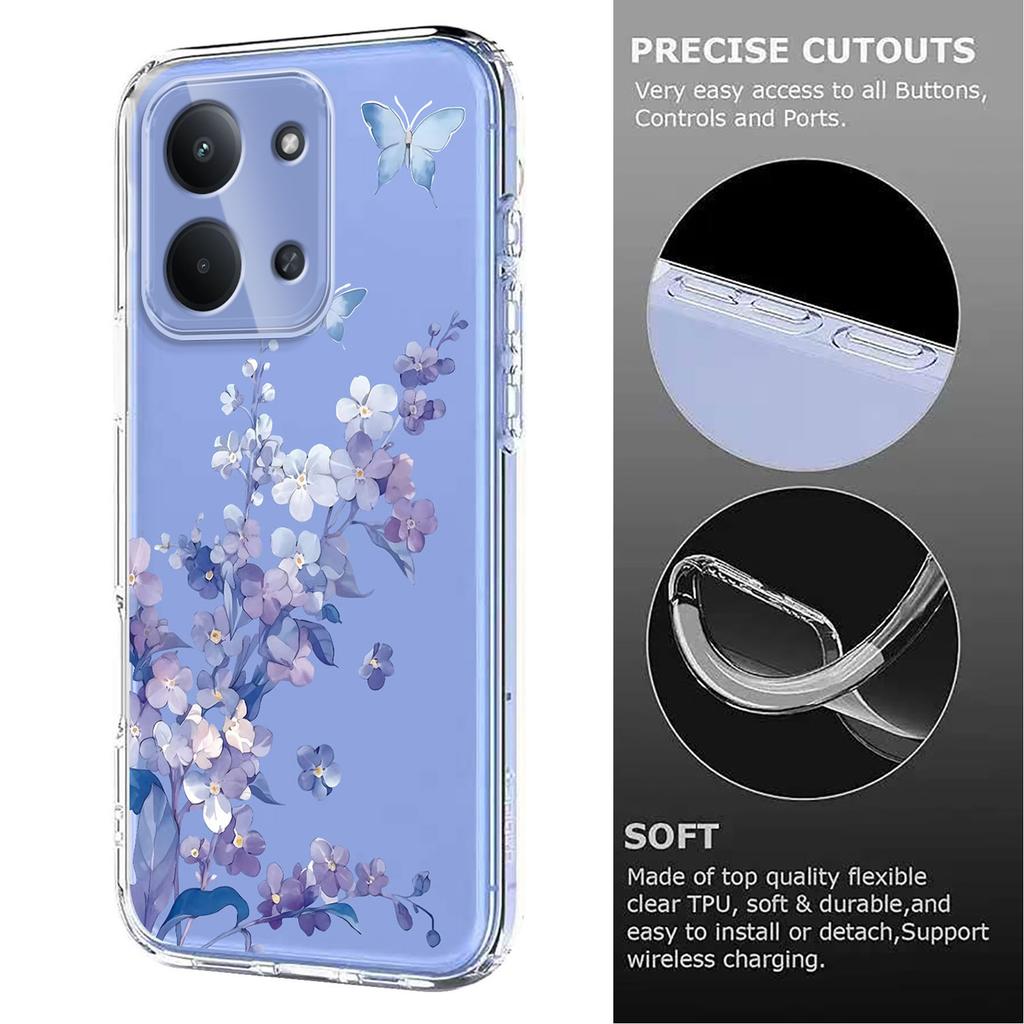 For Xiaomi Redmi 15C 5G (EU) (173mm)/Xiaomi Redmi 15C 4G (EU) (173mm) Case Butterfly Floral Pattern Printing TPU Phone Back Cover