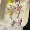 Bag Pendant 3D Kitten Bow Design Resin Keychain with Metal Buckle Lightweight Girl Key Holder Hanging Ornament