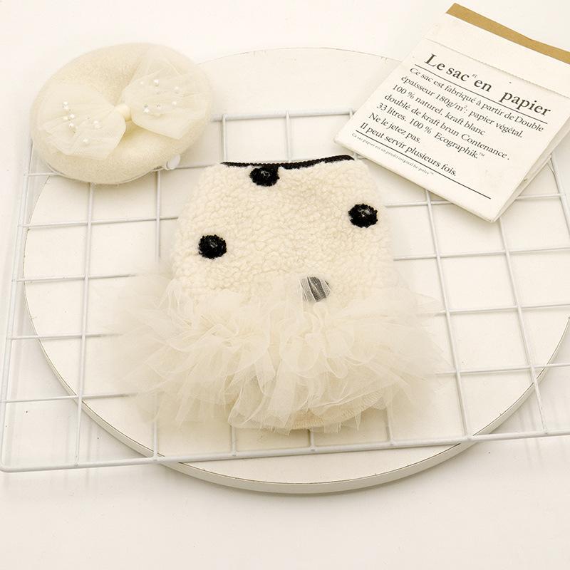 

Платье в горошек с сеткой и пузырьками для домашних животных, осенне-зимняя плюшевая куртка для собак, одежда для йоркширских терьеров, жилет для кошек и собак, одежда для маленьких собак L