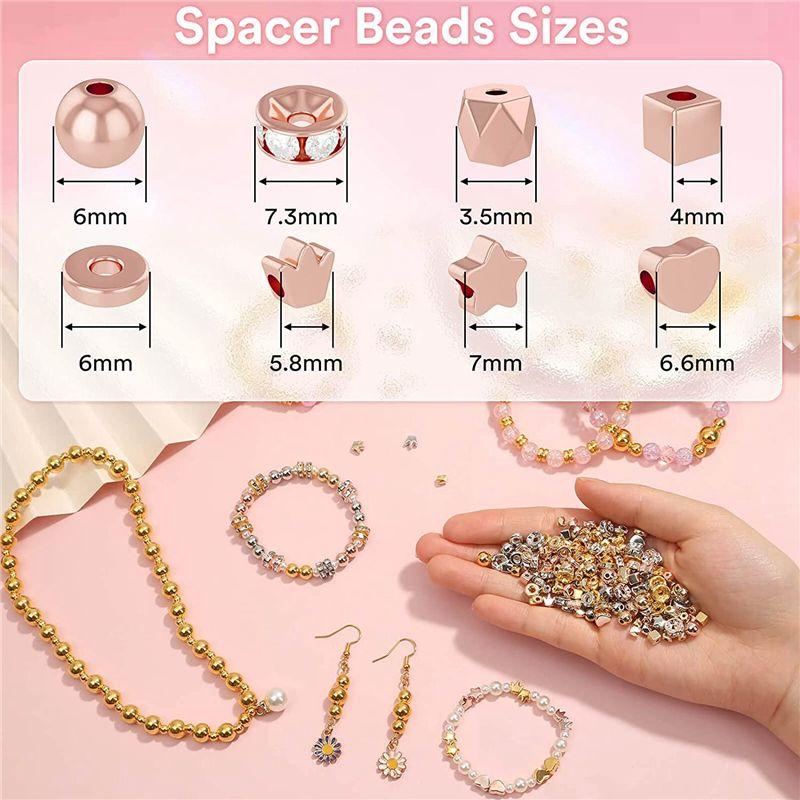 BHBL 2240 Pcs Spacer Beads for Jewelry Making in 8 Styles, for Bracelets Making, Round Beads Beads Crafts