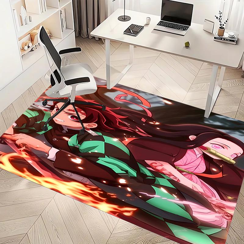 1pc Demon Slayer Print Area Rug - Soft, Washable Non-Slip Indoor Mat, Living Room, Home Office Decorative Rug,Office Decorative