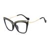 Retro Fashion X Cat Eye Metal Large Frame Flat Light Glasses Frame Plain Artifact Small Fragrance Anti-Blue Light