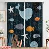 2pcs 2D flat printing Window Curtains Cute Ocean Creatures Cartoon Style Polyester Without Electricity Seasonal Party & Holiday