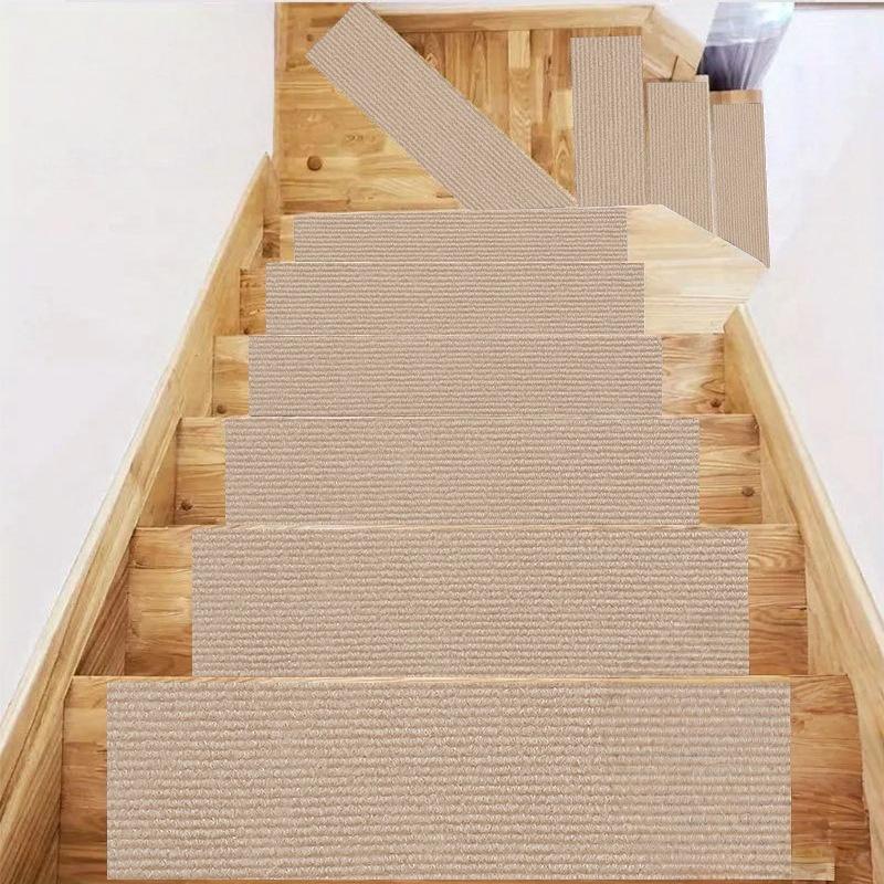 1Pc 80cm/31.49in Stair Tread Carpet Mats Self Adhesive Non-Slip Water Absorption Stair Mat Step Rugs Safety Mute Floor Mats Pad