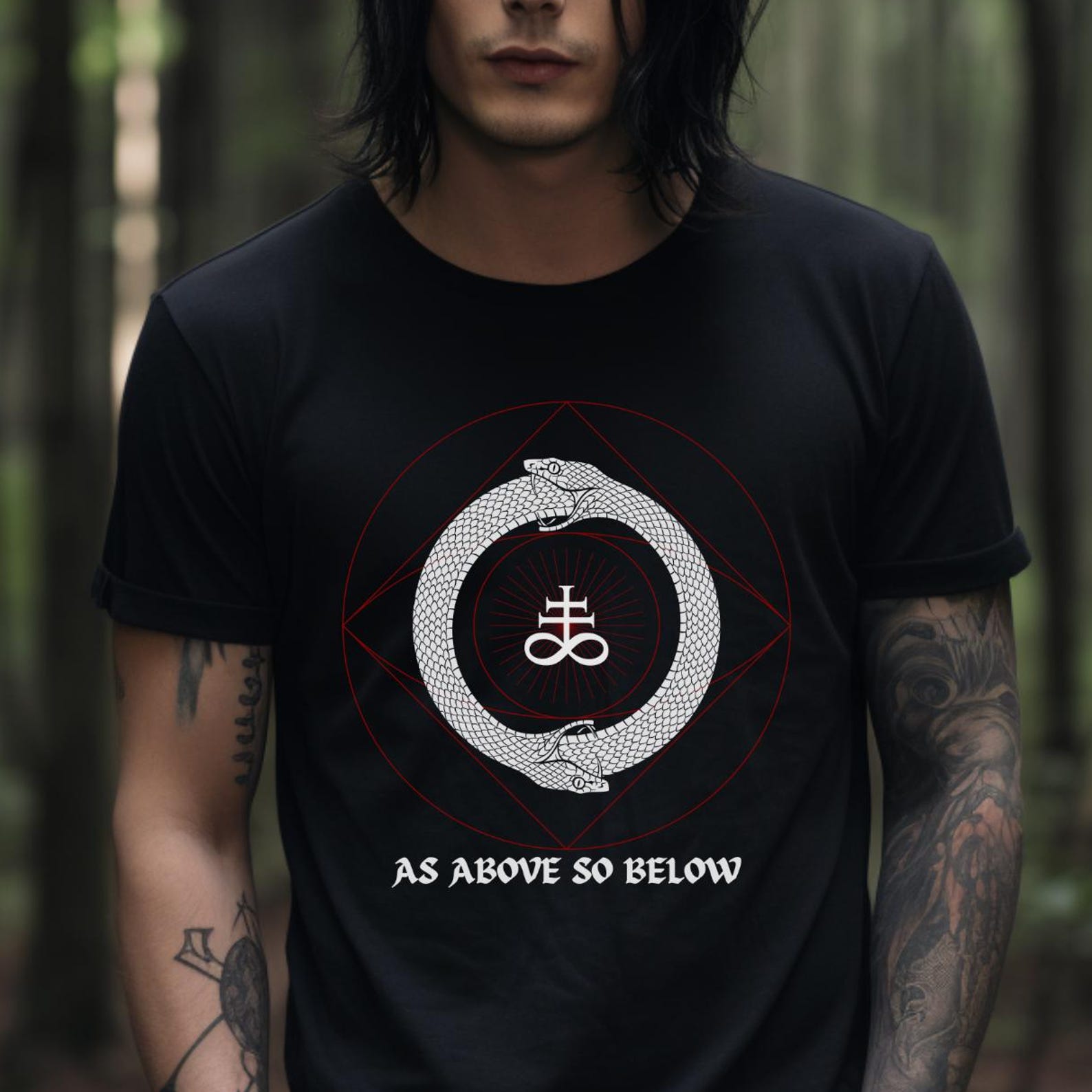 Ouroboros T-Shirt, Alchemy Serpent Tee, Hermetic Esoteric Top, Rebirth Symbol Graphic, Unisex Occult Shirt 3XL