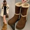 New Mid-calf Shoes, Ankle Boots, Women's Shoes, Fleece, Warm and Slimming Snow Boots