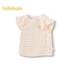 Balabala Girls' Striped Flutter Sleeve T-Shirt