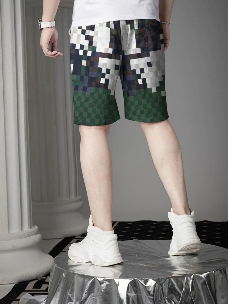 European Trendy Brand Plaid Printed Shorts for Men, Summer 2025 New Style, Men's Trendy Casual Pants, Beach Shorts