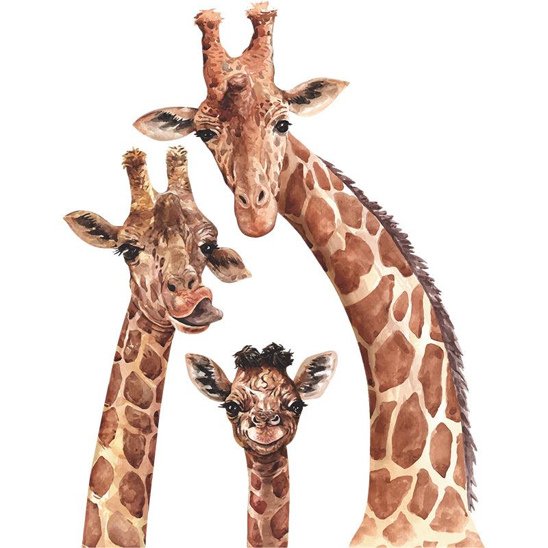 Cartoon Giraffe Family Wall Sticker Nakleyka for Kids Bedroom Nursery Bedroom Detskaya Entrance Hall Decor Decoration