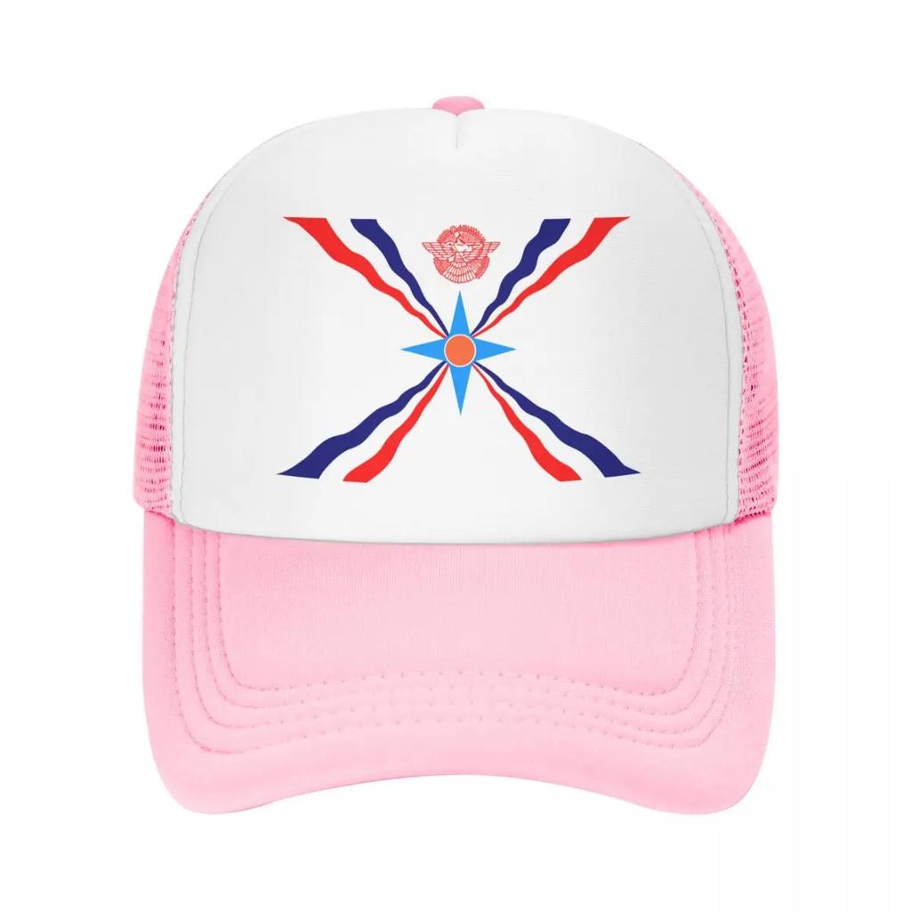 Custom Punk Unisex Assyrian Flag Trucker Hat Adult Aramean Proud Adjustable Baseball Cap for Unisex Women Hip Hop Trucker Cap