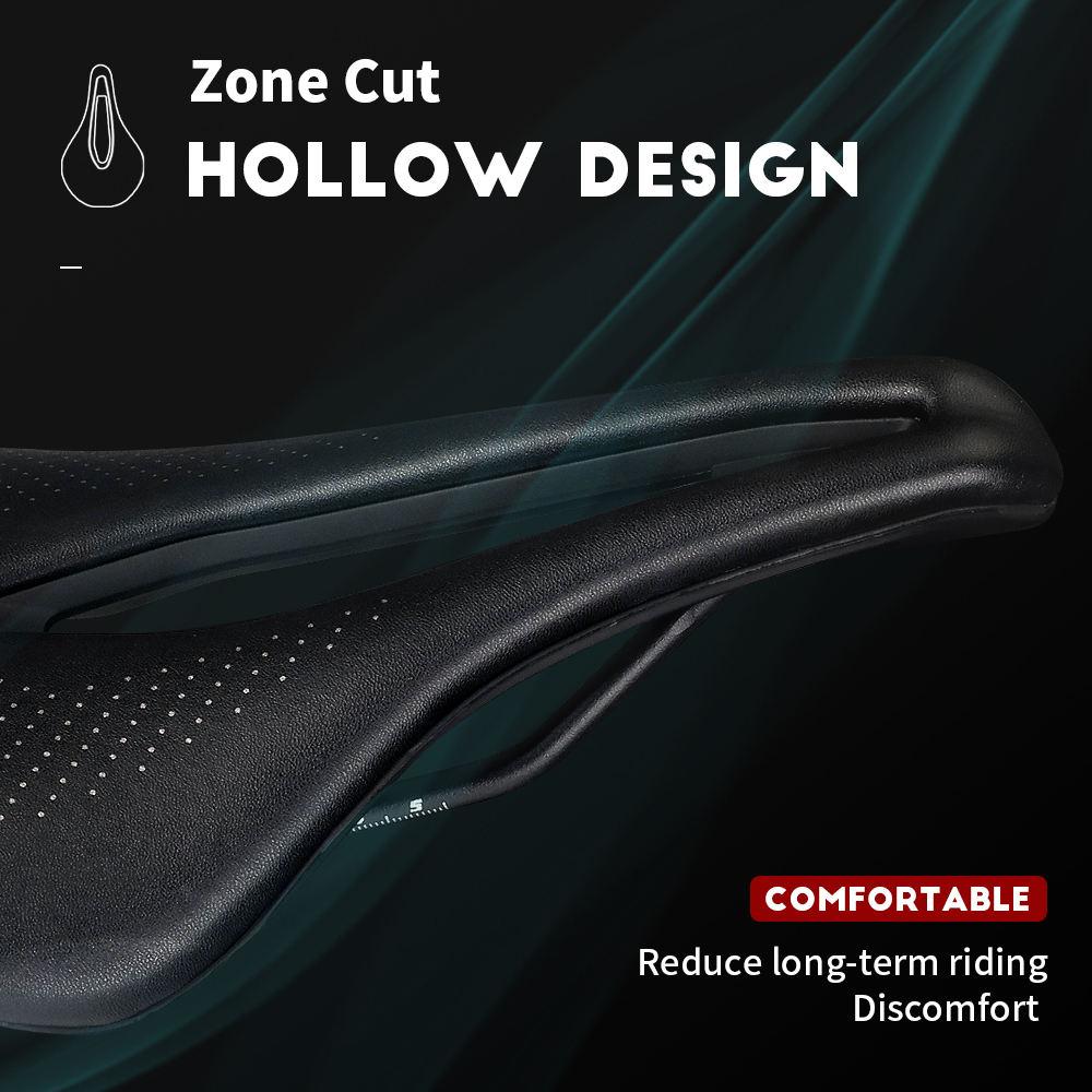 TOSEEK Fahrradsattel Carbon Leichtleder Gel Belüftung Mountain Road Bike Sitzsattel mit Einfachem Originaldesign für