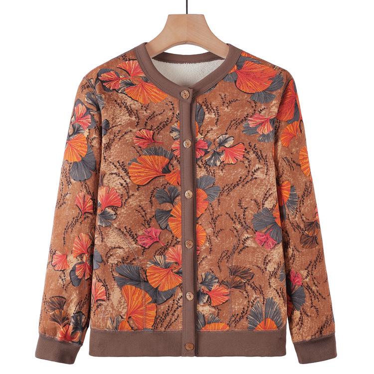 

Plus Velvet Thick Knit Cardigan for Middle-Aged and Elderly Women - Warm Autumn/Winter Sweater for Mothers and Grandmothers 2XL (105-120 kg)