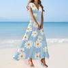 Boho Dress For Women Casual Loose Fit Summer Sundress Floral Print Dress With Pocket