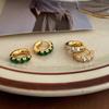 Temperament Retro Gemstone Earrings Simple Fashion Small Design Ear Buckle Style Personality Elegant Classic Casual Daily Accessories