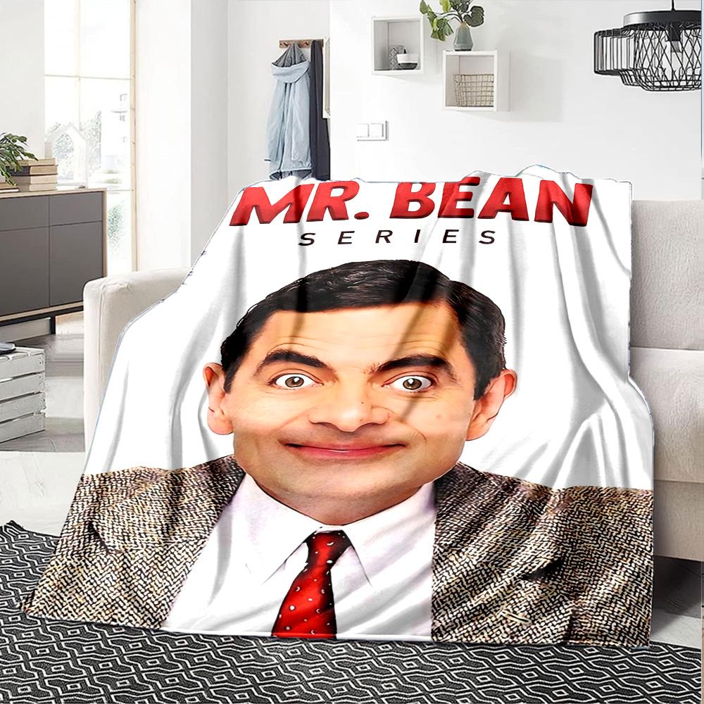 1pc Mr Bean Cartoon Series Flannel Blanket for Super Soft Cute Comfort Blanket for Travel Bedding Couch Sofa Blanket Y73042