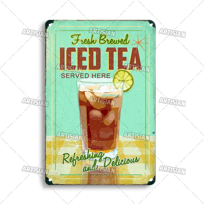 Rusty Coffee Metal Poster Decorative Plate Classic Tea Metal Signs Home Bar Cafe Wall Decor Signs Old Metal Plaque Wall Plate