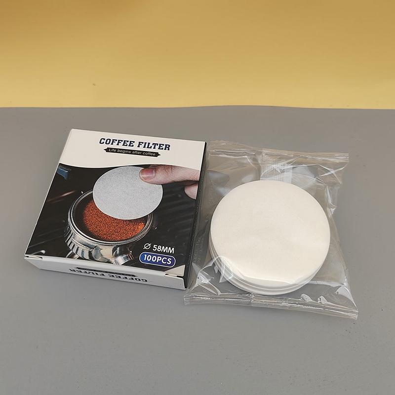 51/53/58mm Portafilter Basket Coffee Filter Paper For Espresso Machines 100 Sheets Round Coffee Paper Filter Outdoor Tableware