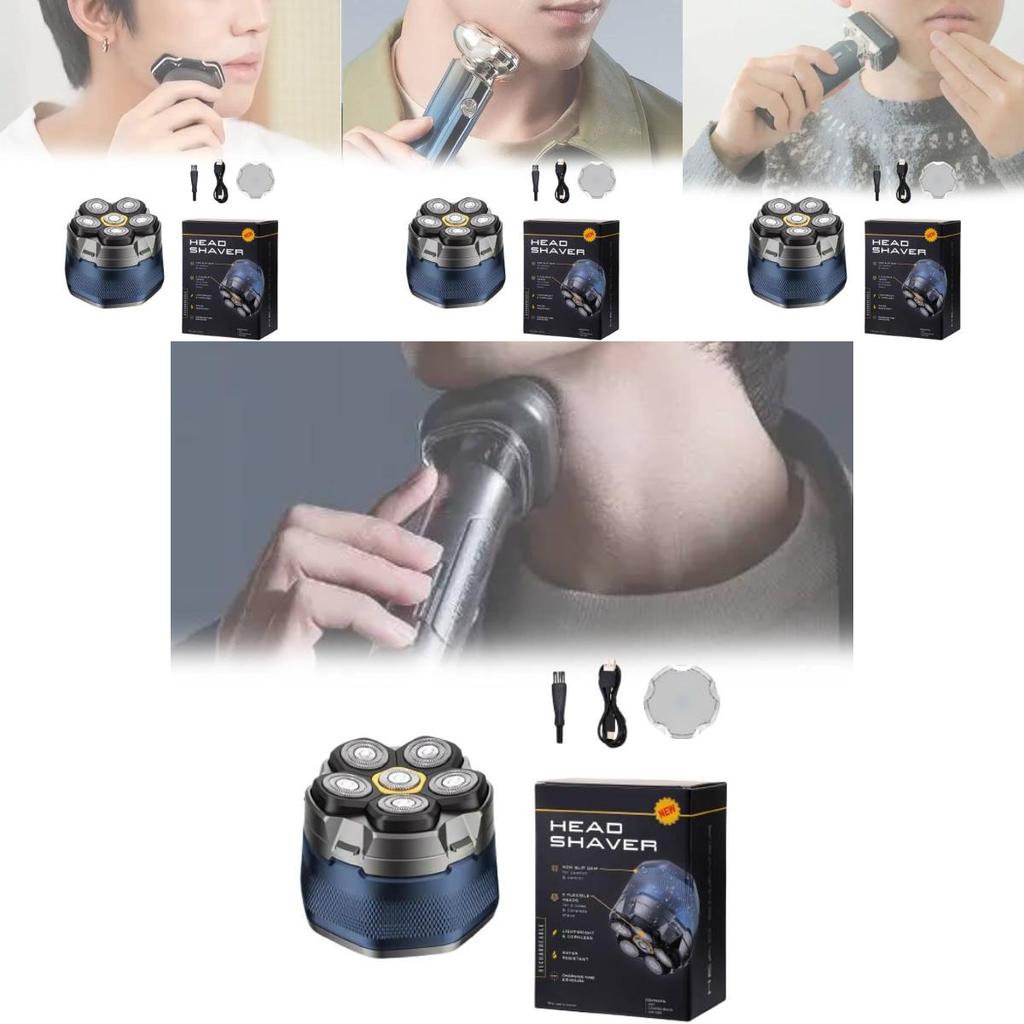 Electric Shaver With Magnetic Rotation Heads Rechargeable For Men Grooming