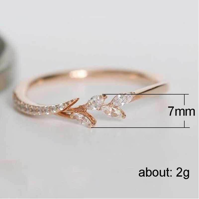 Eleganter weißer Zirkonia-Blatt-Verlobungsring für Damen Süßer Statement-Schmuck