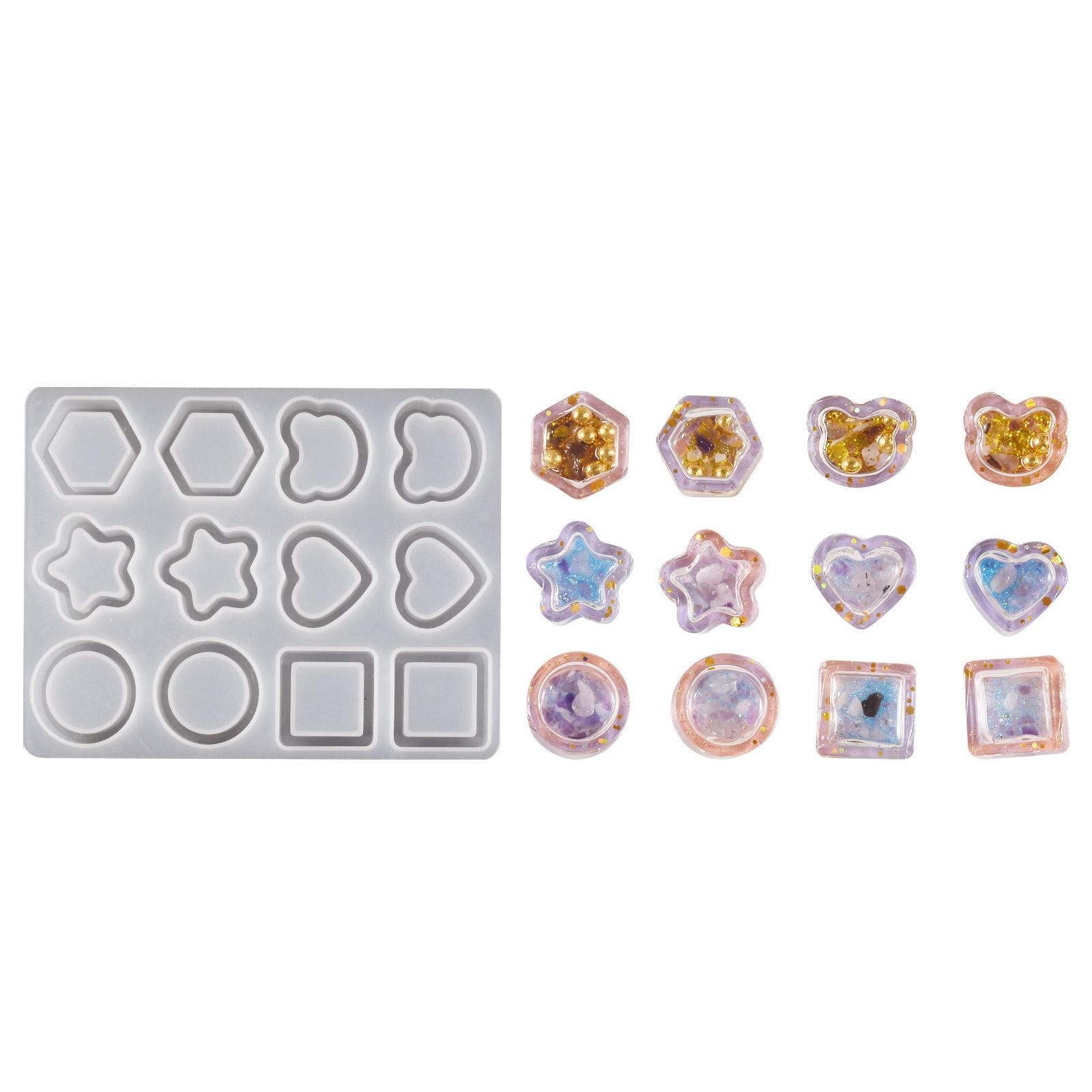 

Kids Friendly Star and Heart Shaped Sand Art Mold Round Hexagon Sturdy Silicone Mold Portable for Baking and Crafting
