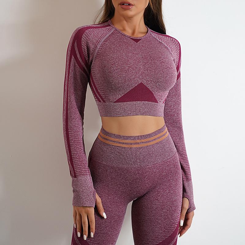 JYL Seamless Knit Yoga Set Hip Lifting Backless Fitness Outfit