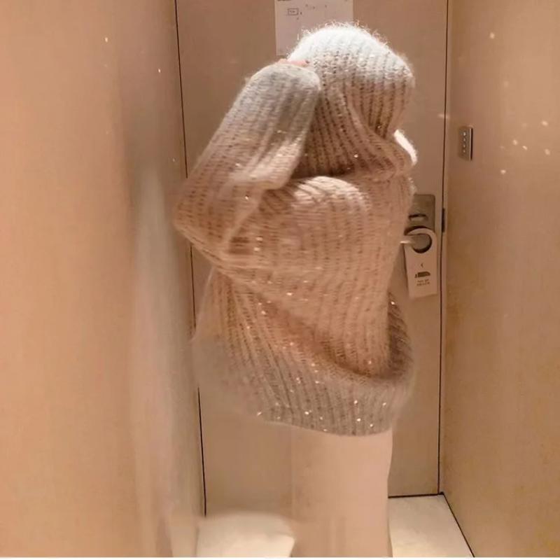 Dámská párty Volný Cardigan Top 2023 Podzim Zima Elegantní Malý Voňavý Vítr Pohodlný Flitrový svetr s výstřihem do V s dlouhým rukávem