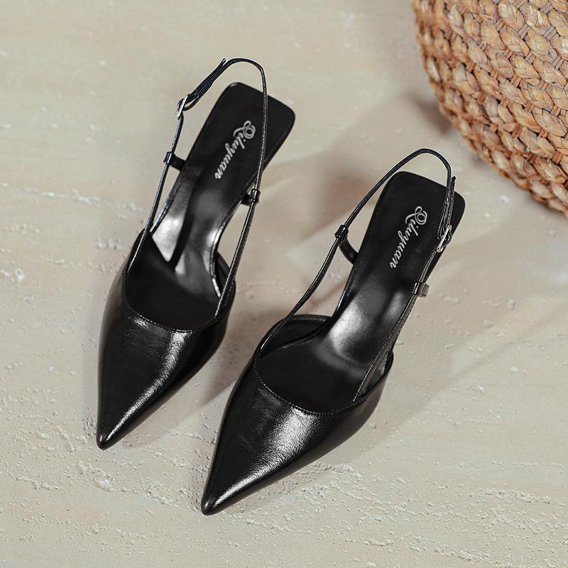 Sexy Burgundy Pointed Sandals Women's 2025 Summer New French Bag Head Single Shoes Temperament Stiletto High Heels