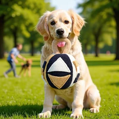 Bite Resistant Dog Snuffle Ball Nonstop Play Flannel Interactive Toy Ball Color Splicing Dog Sound Chew Ball Teething Cleaning