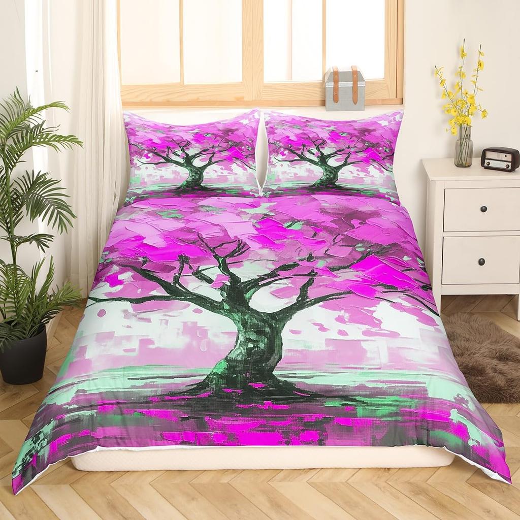 Tree of Life Bedding Set King Size Botanical Bedding Duvet Cover Natural Plant Comforter Cover Colorful Polyester Quilt Cover
