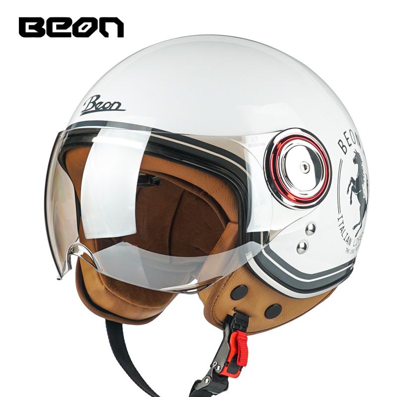BEON Motorcycle Helmet Open Face Casco Moto Electric Scooter Helmet DOT Certified Retro Vintage Helmet Motorbike Racing Capacete