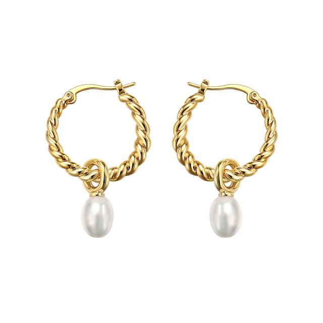 

Peri Sbox золотые витые круглые серьги-подвески из натурального пресноводного жемчуга для женщин, большие эффектные серьги-кольца, ювелирный подарок для нее