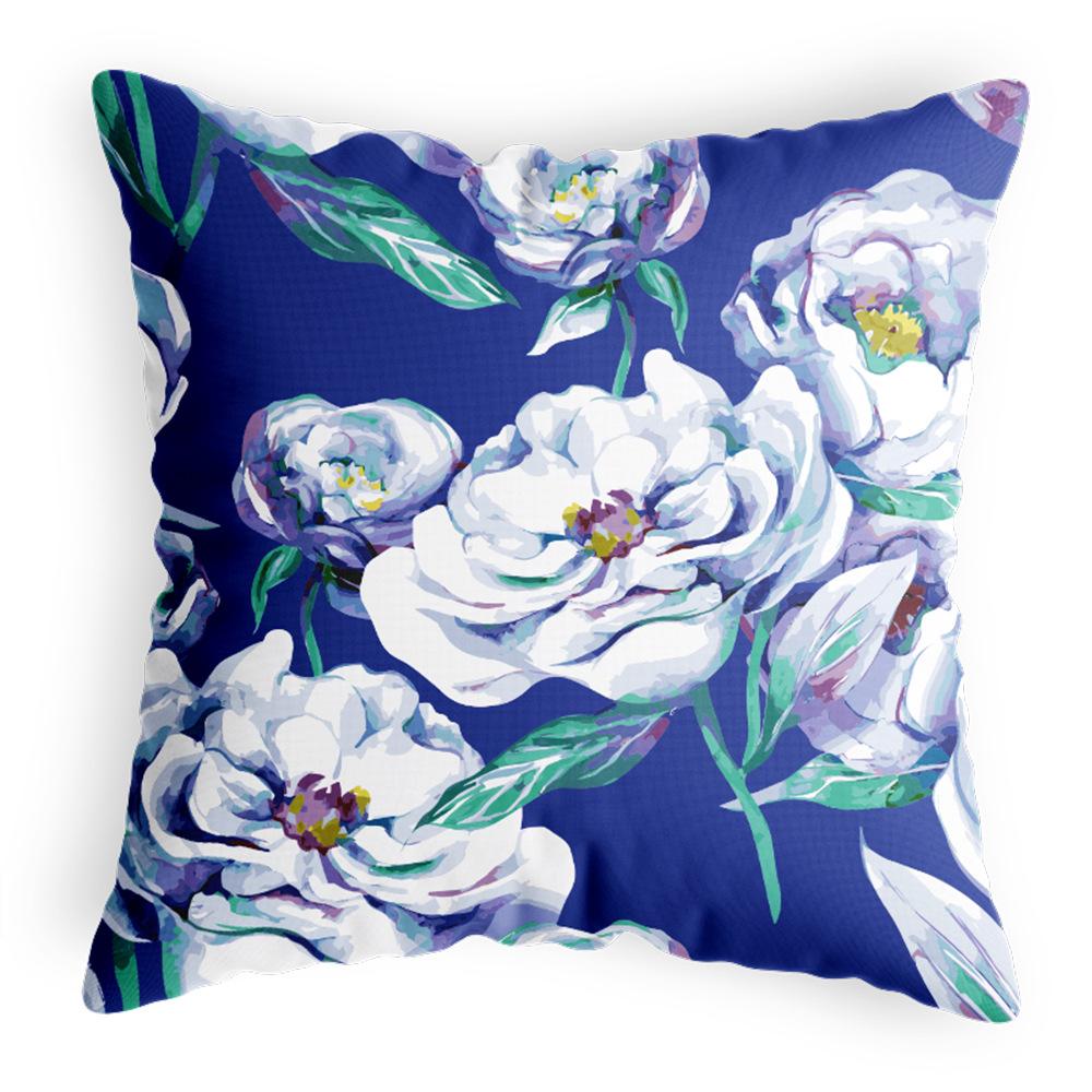 Car Backrest Pillowcase Petals Flowers Nordic Style Office Waist Backrest Pillowcase Cotton and Linen Linen Pillowcase