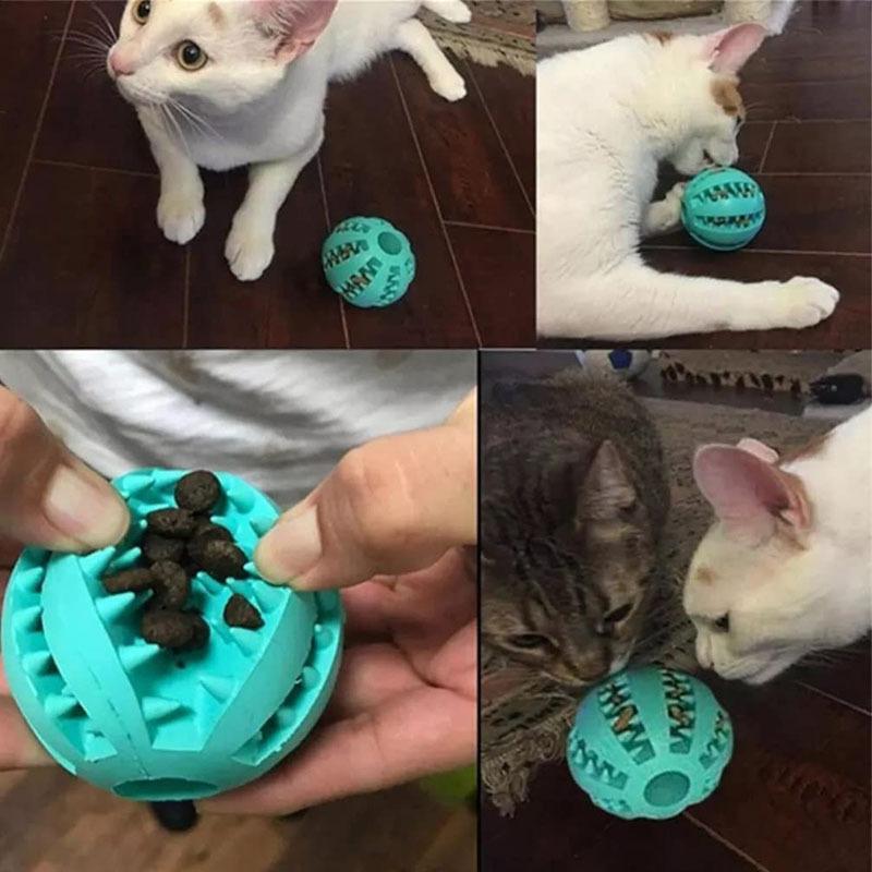 Dog Toy Ball, Interactive Rubber Balls, Puppy Chewing Toys, Pet Tooth Cleaning Ball, Cat Food Treat Feeder And