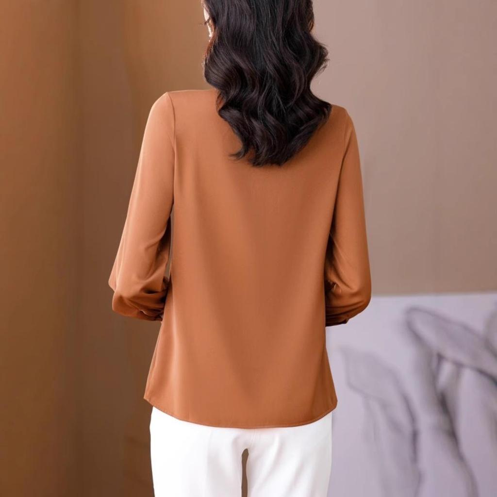 Brand Women's High-End Silk Bow Tie Blouse - Fashionable Style