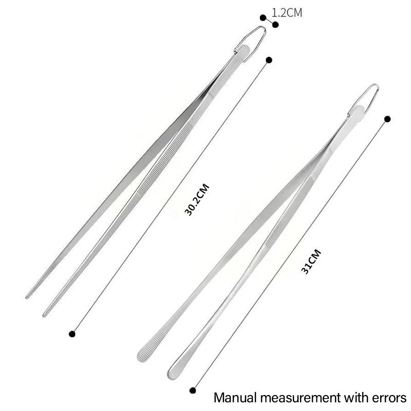 1pcs 12 Inch Stainless Steel Cooking Tweezers Kitchen Tongs BBQ Tool Tweezers for Cooking Kitchen Accessories CFQJ007