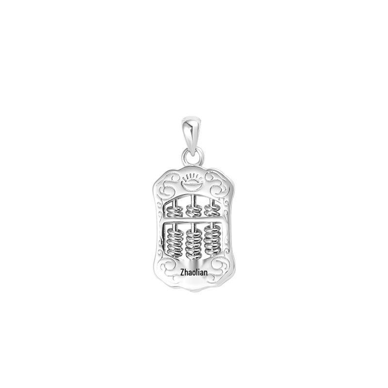 Sterling Silver Abacus Bead Necklace: Chinese Style Wealth & Luck Charm for Men & Women - Unique Sweater or Clavicle Chain Gift Sterling Silver 925