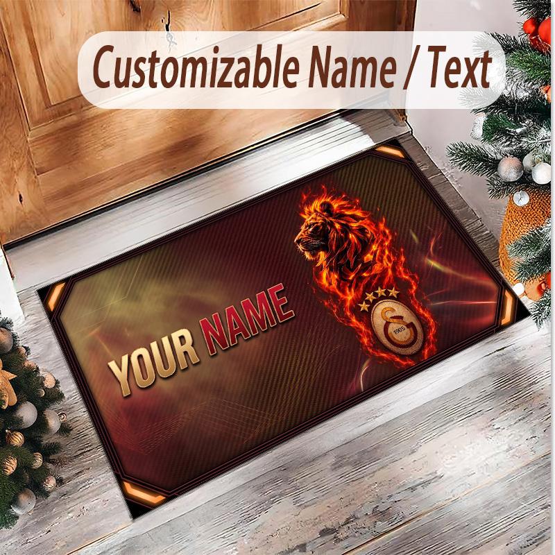 Personalized Crystal Velvet Carpet Galatasaray FC Pattern Non Slip Floor Rug