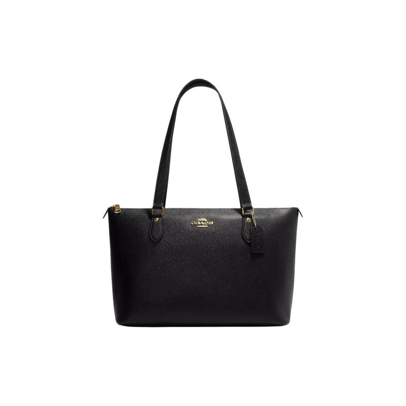 Coach Gallery 37 Commuting Portable Large Capacity Logo Cross Grain Leather Tote Bag Shopping Bag Shoulder Handbag Large Women's Black